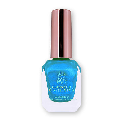 Bottle of nail polish containing Ginto Nail Lacquer on a white background.