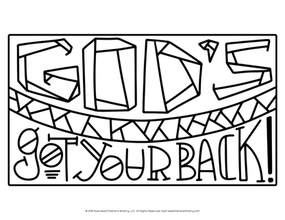 God's Got Your Back Coloring Page B&W