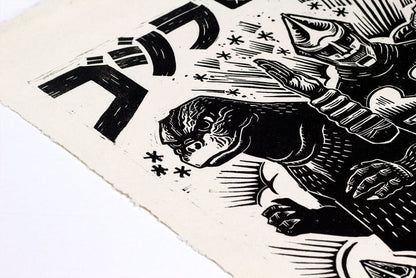 Godzilla vs. Megalon Linocut Poster