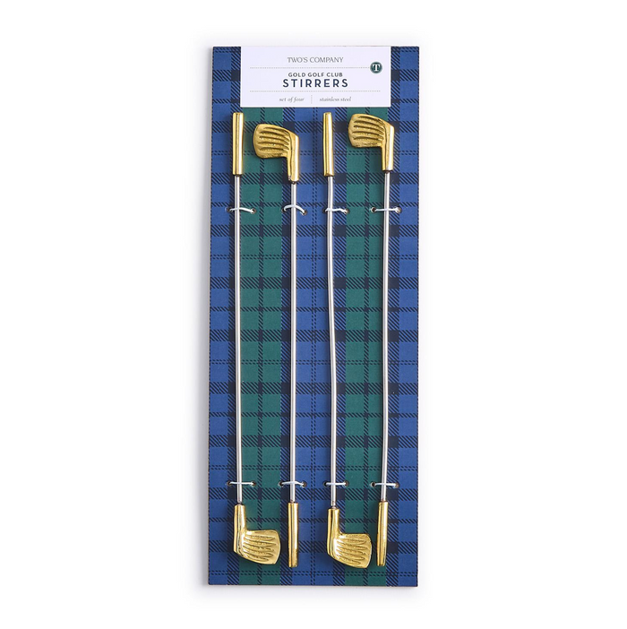 Gold Golf Club Stirrers, Set of 4