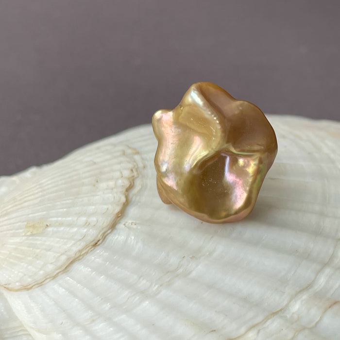 Golden Chinese fresh water keshi pearl Tie Tack / Brooch