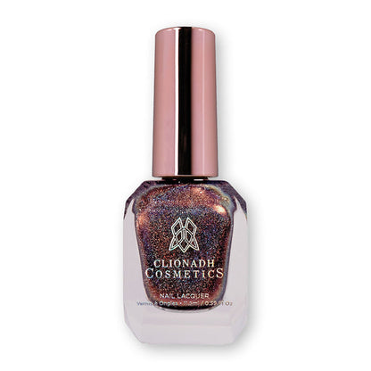Bottle of nail polish containing Graveyard Nail Laquer on white background.