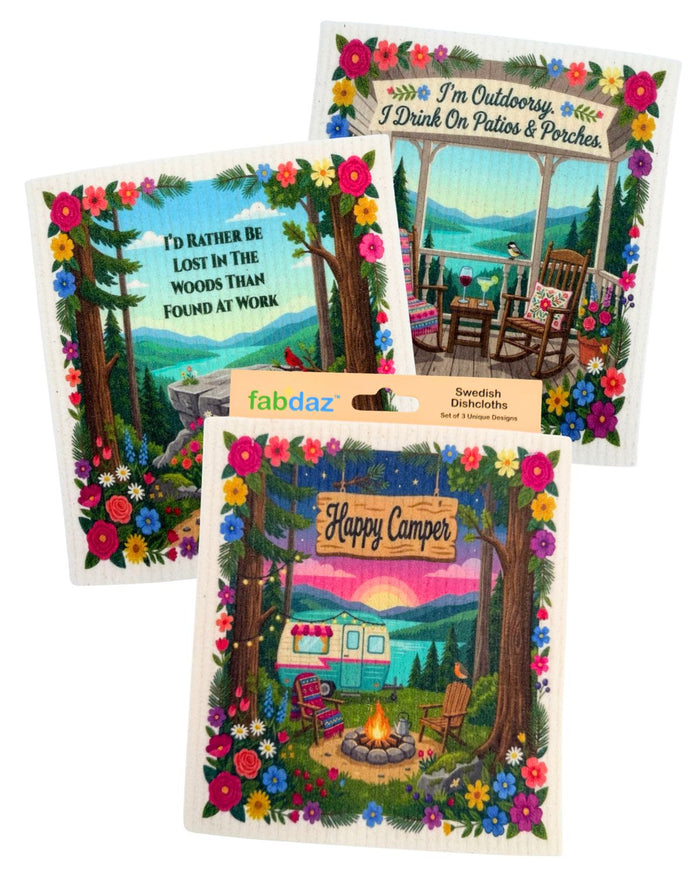 Great Outdoors Theme - Set of 3 - Swedish Dishcloths - Wholesale