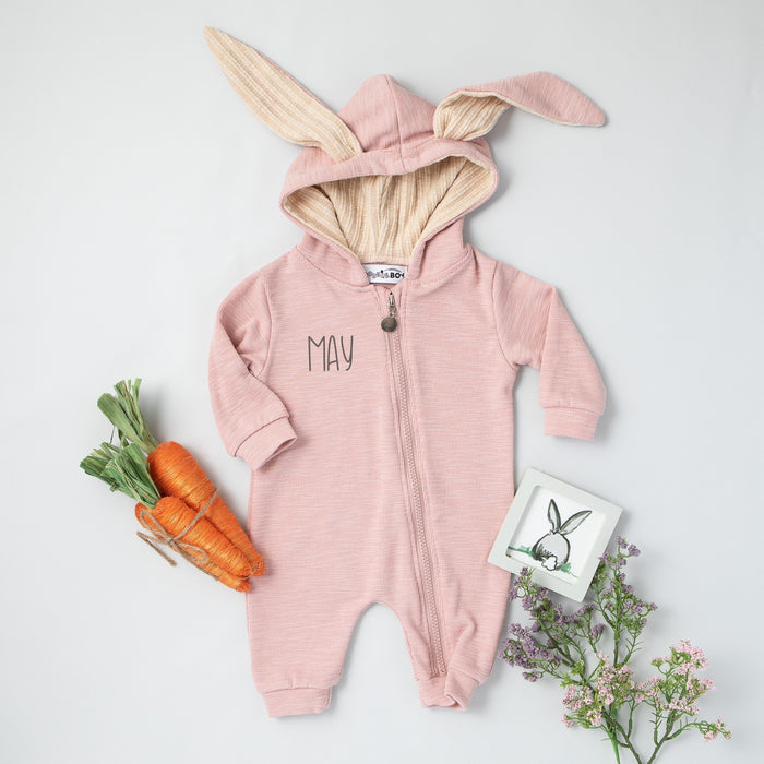 Green Personalized Embroidered Easter Romper with Bunny Ears