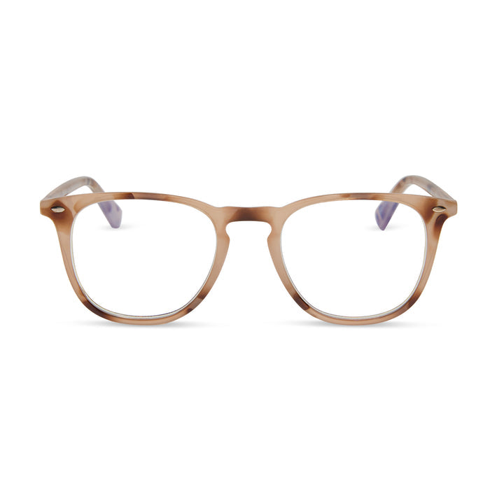 GRIFFIN - CREAM TORTOISE + BLUE LIGHT READERS front