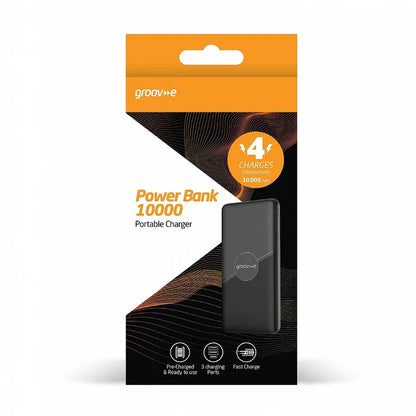 Groov-e 10,000mAh Portable Charger | Black | GV-CH10000