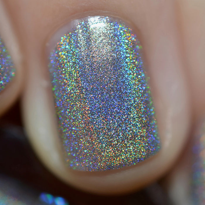Close-up of one nail painted with  H₂Olo Nail Lacquer on fair skin tone.