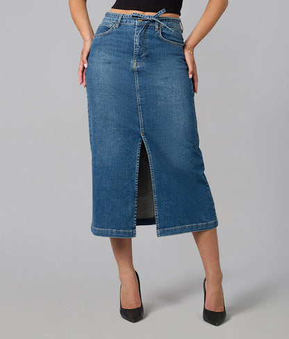 HALSTON-FN High Rise Maxi Skirt