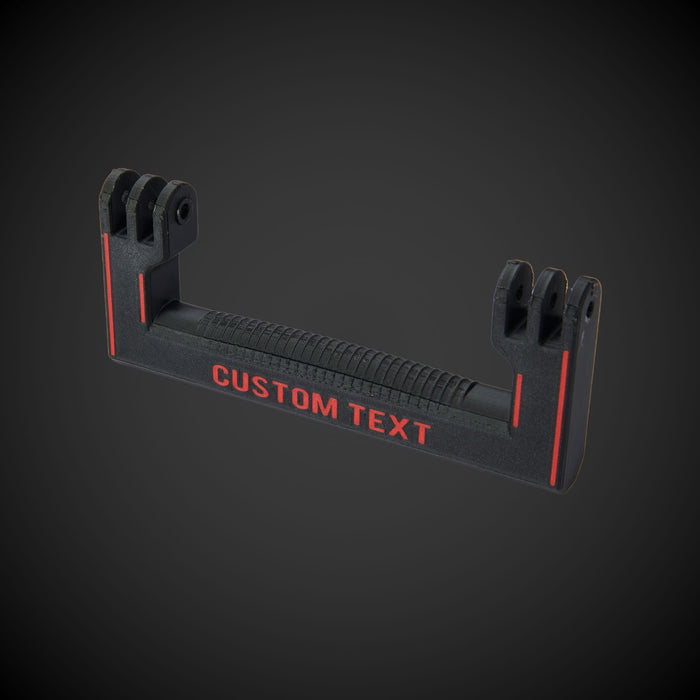 Customizable extra wide handle for Milwaukee tool boxes, displayed in red with options for personal text entry.