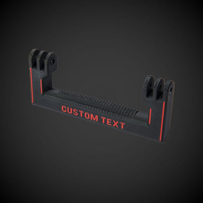 Customizable extra wide handle for Milwaukee tool boxes, displayed in red with options for personal text entry.