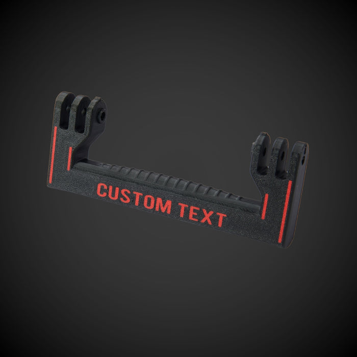 Customizable Handle - Standard Full Width for Milwaukee packout in black with red text, featuring a slot for custom text personalization.