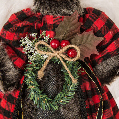 Handmade Plaid Angel Christmas Treetop Ornament Decoration 12" H - Red & Black