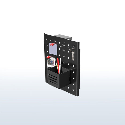 Hanging pegboard for office, home, school, workshop, and more with flexible placement options. Accessories included and zero assembly required!