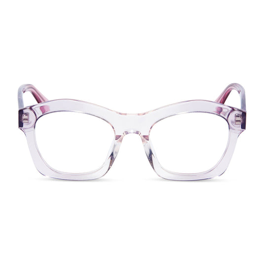diff eyewear hayden square glasses with a rose ombre acetate frame and prescription lenses front view