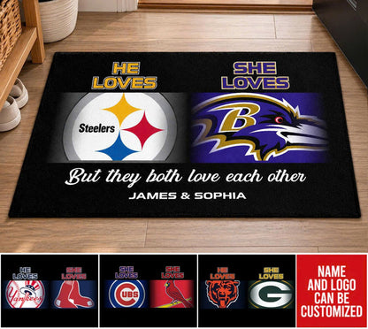 He Loves, She Loves -  Customized Doormat - Anti Slip Indoor Doormat - v2