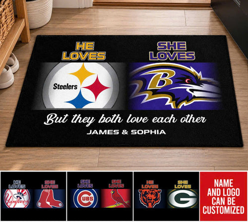He Loves, She Loves -  Customized Doormat - Anti Slip Indoor Doormat - v2