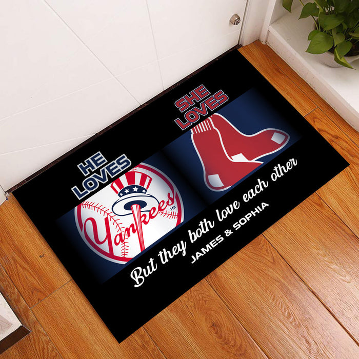 He Loves, She Loves -  Customized Doormat - Anti Slip Indoor Doormat - v2
