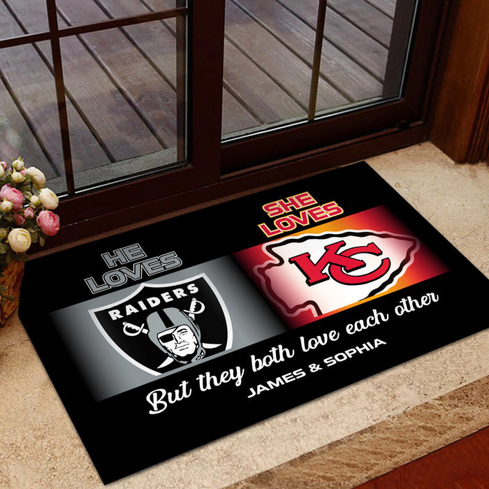 He Loves, She Loves -  Customized Doormat - Anti Slip Indoor Doormat - v2
