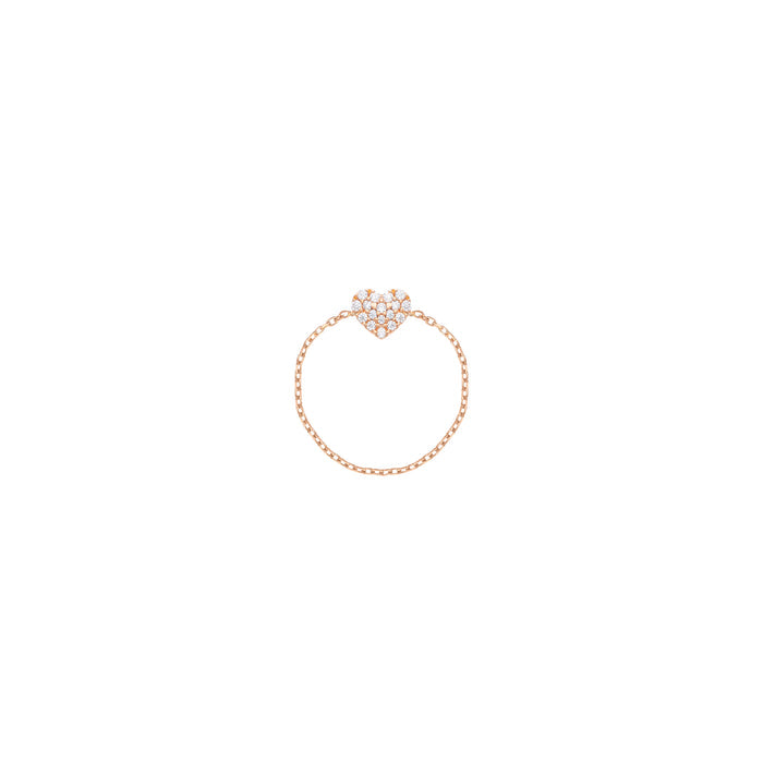 Heart Chain Ring in 18k Rose Gold