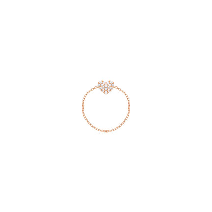 Heart Chain Ring in 18k Rose Gold