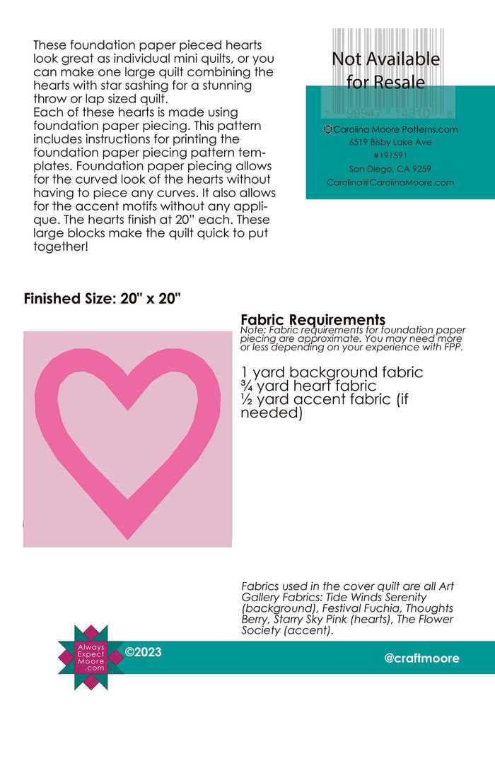Heart Outline - Foundation Pieced Heart (Digital Download)