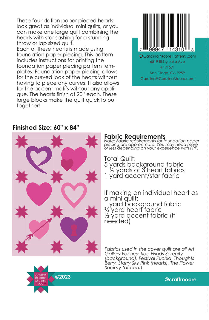 Hearts Collection - Foundation Pieced Hearts Quilt (Digital Download)