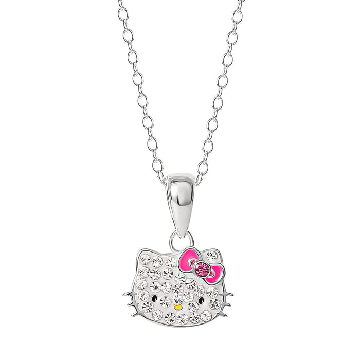 Hello Kitty Sterling Silver Crystal Necklace Jewelry JACMEL JEWELRY INC