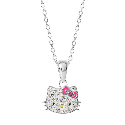 Hello Kitty Sterling Silver Crystal Necklace Jewelry JACMEL JEWELRY INC
