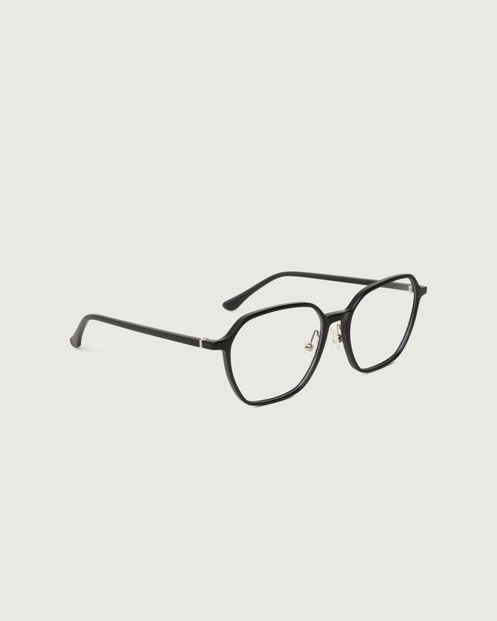 Charcoal::Helsinki+ Eyeglasses square black plant-based plastic front diagonal