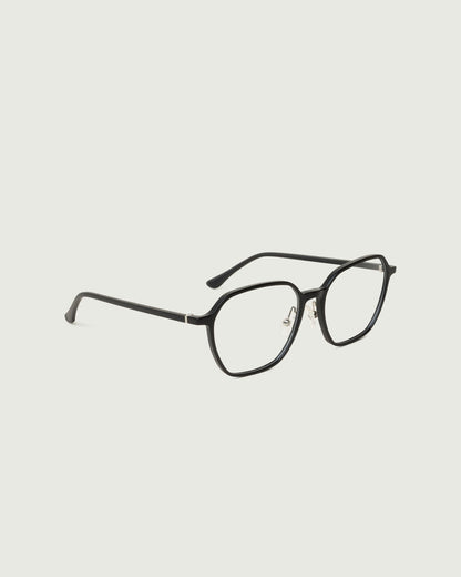 Charcoal::Helsinki+ Eyeglasses square black plant-based plastic front diagonal