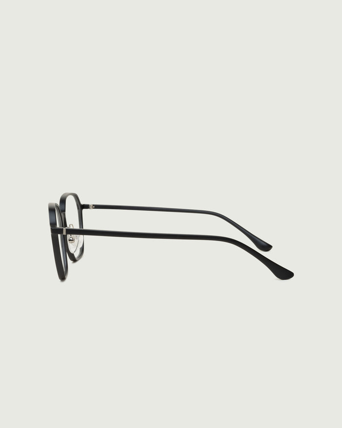 Charcoal::Helsinki+ Eyeglasses square black plant-based plastic side