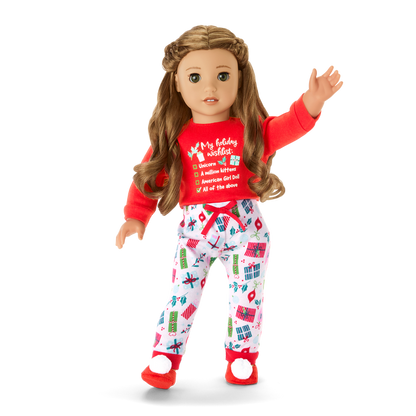 Holiday Wish List PJs for 18-inch Dolls
