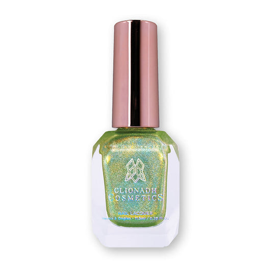 Bottle of nail polish containing Holondaise Nail Lacquer on a white background.
