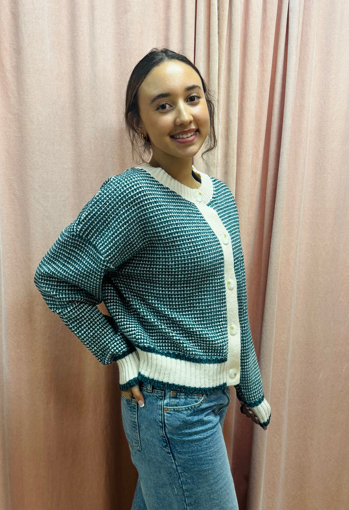 Hunter Green Contrast Cardigan