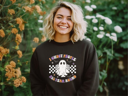 I Ghost People All Year Round Adult Halloween Sweatshirt