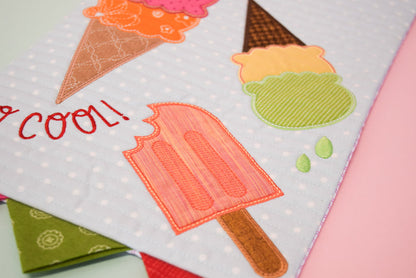 Ice Cream Appliqués + Bonus In-the-Hoop Pennant (Downloadable Machine Embroidery Pattern)