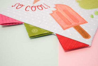 Ice Cream Appliqués + Bonus In-the-Hoop Pennant (Downloadable Machine Embroidery Pattern)
