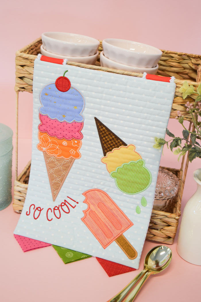 Ice Cream Appliqués + Bonus In-the-Hoop Pennant (Downloadable Machine Embroidery Pattern)