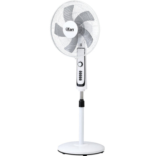 iFan 16" Stand Fan – Powerful Air Circulator, Adjustable Tilt & Height, Oscillation, Timer, Thermal Protection, 4-Speed, white, IF505