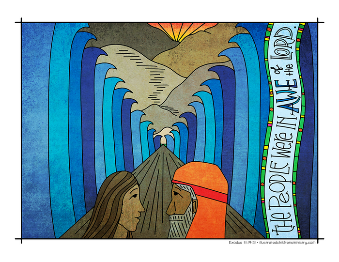 Illustration to accompany children's moment - parting of sea