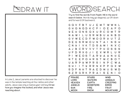 Coloring worship bulletin - winter