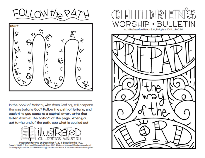 Coloring worship bulletin - Winter
