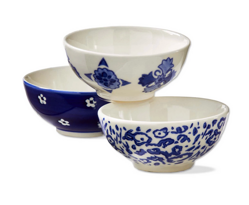 Indigo Blue Stoneware Dip Bowl, 3 Styles