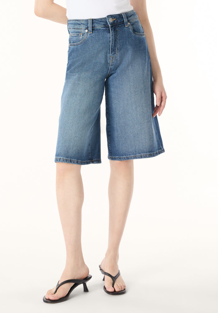 Buffalo Women Shorts Navy Denim Denim Shorts Relaxed Fit Knee-Length