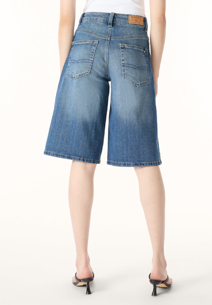 Buffalo Women Shorts Navy Denim Denim Shorts Relaxed Fit Knee-Length