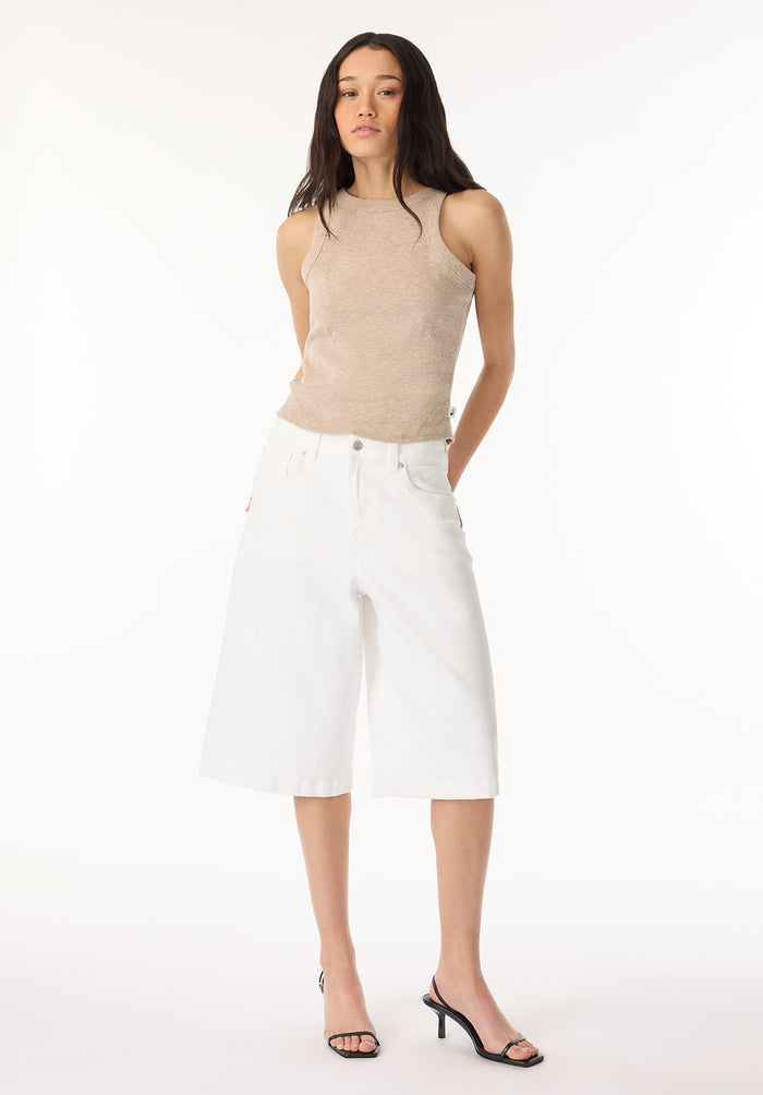 Buffalo Women Shorts White Denim Denim Shorts Stretch Relaxed Fit Knee-Length