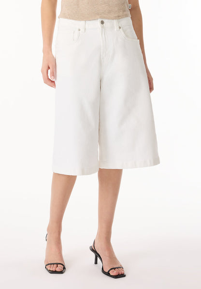 Buffalo Women Shorts White Denim Denim Shorts Stretch Relaxed Fit Knee-Length