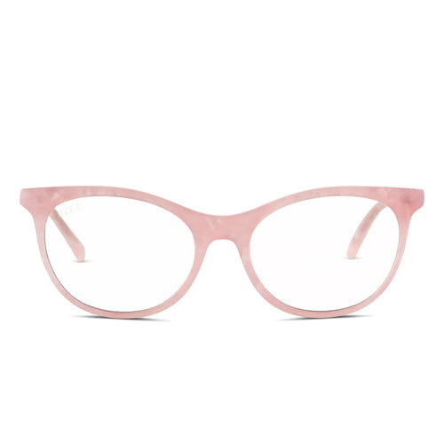 diff eyewear jade cateye glasses with a geo pink frame and prescription lenses front view