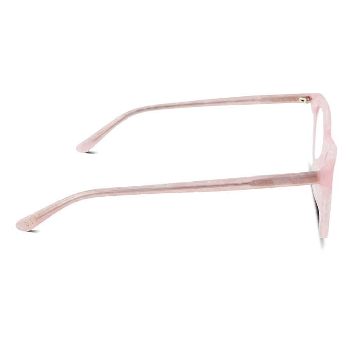 diff eyewear jade cateye glasses with a geo pink frame and prescription lenses side view