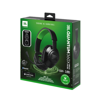 JBL Quantum 360X Xbox Wireless Gaming Headset - Black & Green | JBLQ360XWLBLKGR JBL Headphones Euronics Ireland